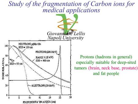 Study of the fragmentation of Carbon ions for medical applications Protons (hadrons in general) especially suitable for deep-sited tumors (brain, neck.