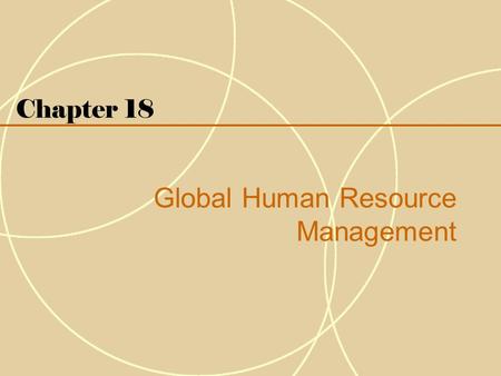 Global Human Resource Management