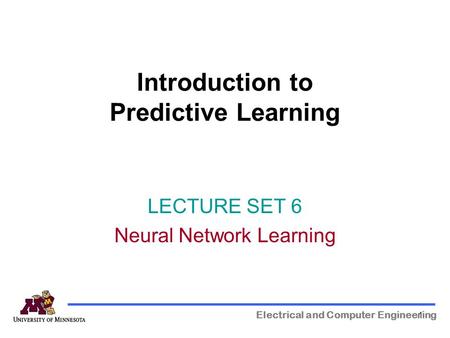 Introduction to Predictive Learning