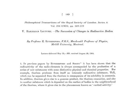 218 Po ‘ 218 Po =Radium A’ ‘ 218 At =Radium B’ C D E 210 Po =Radium ‘F’ Radon =‘Emanation’ ‘Radium’ C’ C’’ The Natural Decay Chain for 238 U Aside: information.