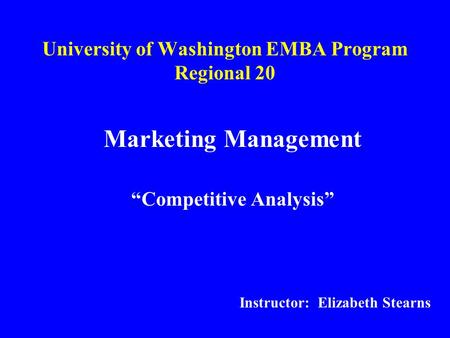 University of Washington EMBA Program Regional 20