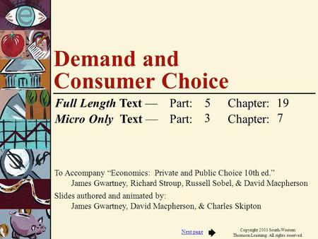 To Accompany “Economics: Private and Public Choice 10th ed.” James Gwartney, Richard Stroup, Russell Sobel, & David Macpherson Slides authored and animated.