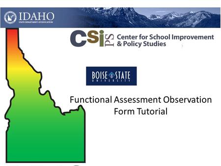 Functional Assessment Observation Form Tutorial