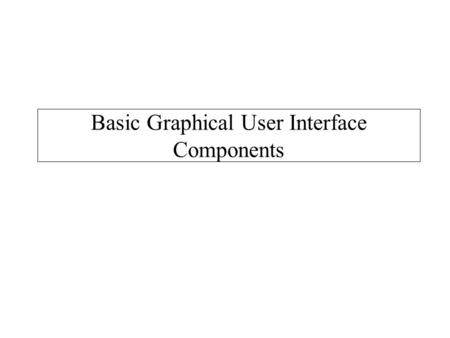 Basic Graphical User Interface Components. Introduction GUIs built from components –Component: object with which user interacts –Examples: Labels, Text.