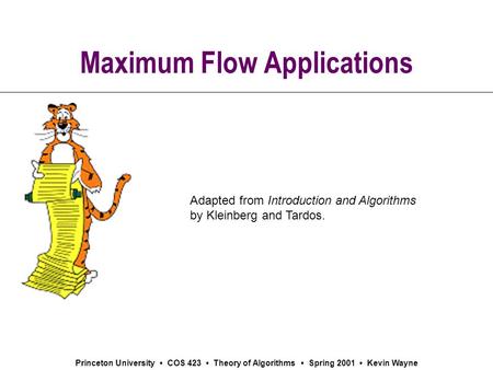 Maximum Flow Applications