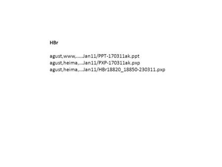 HBr agust,www,.....Jan11/PPT-170311ak.ppt agust,heima,...Jan11/PXP-170311ak.pxp agust,heima,...Jan11/HBr18820_18850-230311.pxp.
