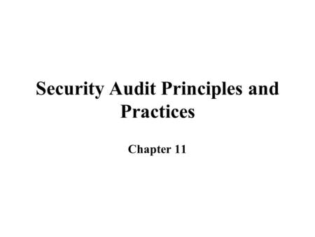 Security Audit Principles and Practices Chapter 11.