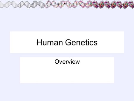 Human Genetics Overview.