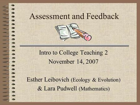 Assessment and Feedback