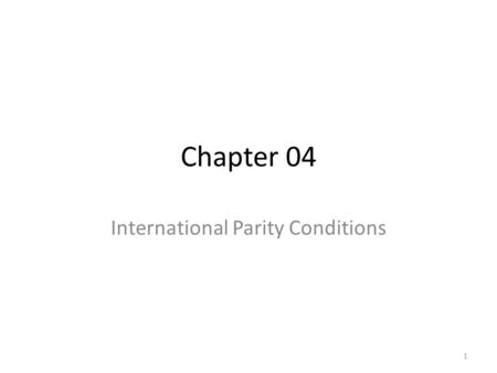 International Parity Conditions