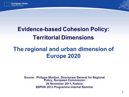 ESPON 2013 Programme Internal Seminar