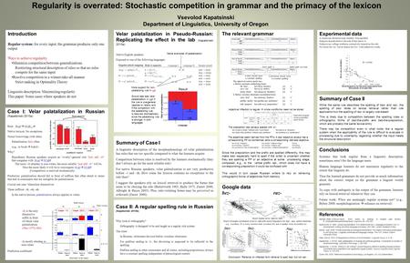 Introduction Regular system: for every input, the grammar produces only one output Ways to achieve regularity Minimize competition between generalizations.