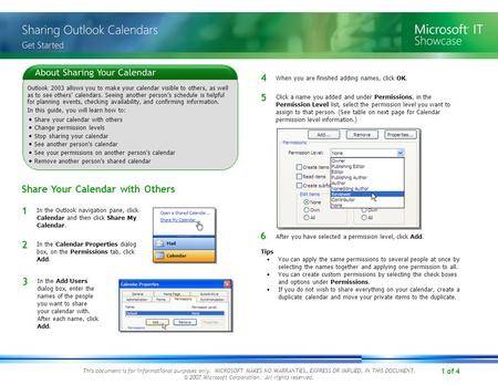 1 of 4 This document is for informational purposes only. MICROSOFT MAKES NO WARRANTIES, EXPRESS OR IMPLIED, IN THIS DOCUMENT. © 2007 Microsoft Corporation.