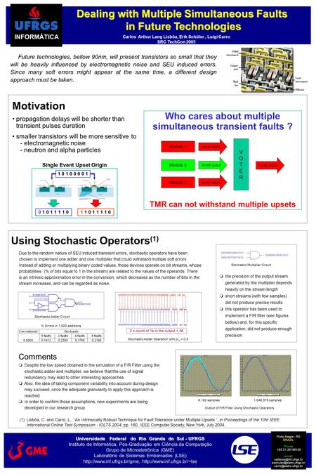 Carlos Arthur Lang Lisbôa, Erik Schüler, Luigi Carro SRC TechCon 2005 Dealing with Multiple Simultaneous Faults in Future Technologies in Future Technologies.