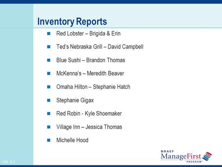 Inventory Reports Red Lobster – Brigida & Erin