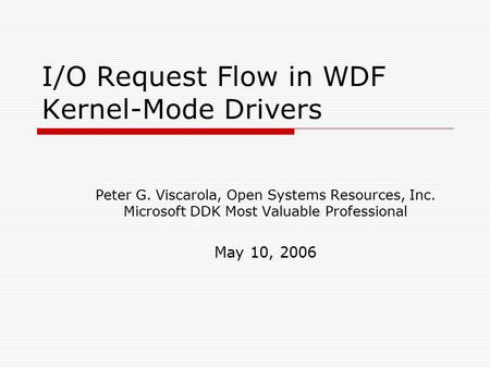 I/O Request Flow in WDF Kernel‑Mode Drivers