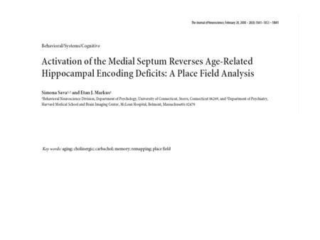 Septal activation impaired the retrieval of a previously stored hippocampal place cell representation regardless of age. When the environment was changed,