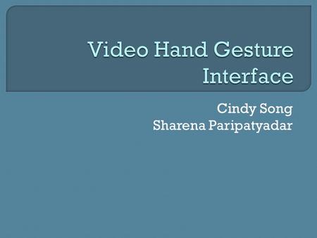 Cindy Song Sharena Paripatyadar. Use vision for HCI Determine steps necessary to incorporate vision in HCI applications Examine concerns & implications.