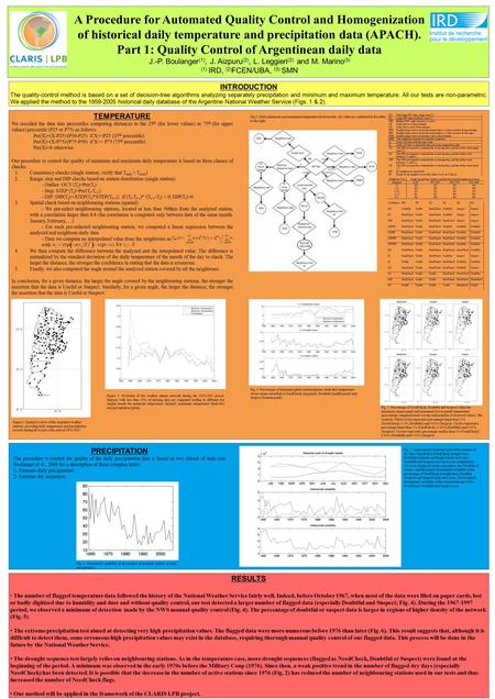 A Procedure for Automated Quality Control and Homogenization of historical daily temperature and precipitation data (APACH). Part 1: Quality Control of.