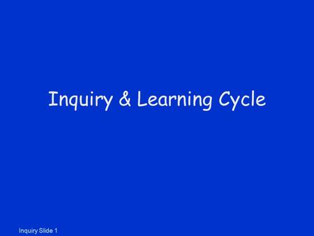 Inquiry Slide 1 Inquiry & Learning Cycle. What is Inquiry in Education? According to the National Science Education Standards: Inquiry is a multifaceted.