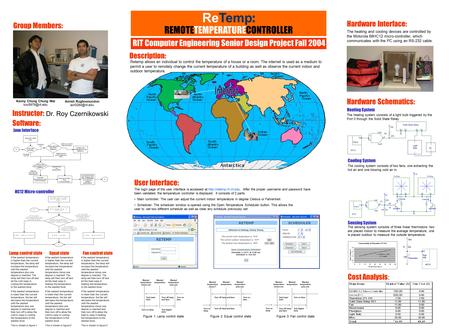 ReTemp : REMOTETEMPERATURECONTROLLER Group Members: Kenny Chung Chung Wai Amish Rughoonundon Instructor: Dr. Roy Czernikowski.