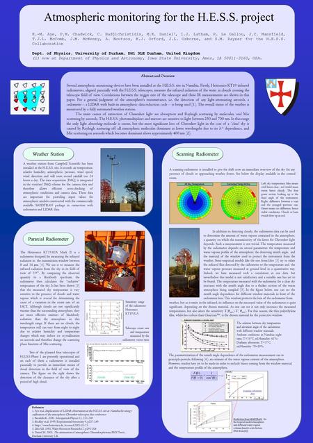 Atmospheric monitoring for the H.E.S.S. project K.-M. Aye, P.M. Chadwick, C. Hadjichristidis, M.K. Daniel 1, I.J. Latham, R. Le Gallou, J.C. Mansfield,