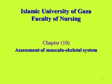 Islamic University of Gaza Faculty of Nursing