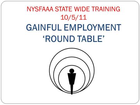 NYSFAAA STATE WIDE TRAINING 10/5/11 GAINFUL EMPLOYMENT ‘ROUND TABLE’