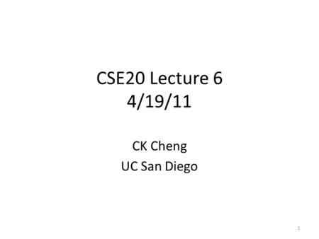 1 CSE20 Lecture 6 4/19/11 CK Cheng UC San Diego. Residual Numbers (NT-1 and Shaum’s Chapter 11) Introduction Definition Operations Range of numbers Conversion.