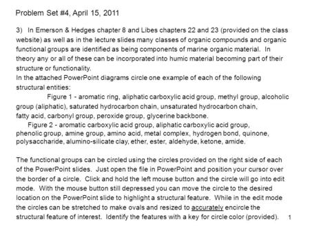 1 3)In Emerson & Hedges chapter 8 and Libes chapters 22 and 23 (provided on the class website) as well as in the lecture slides many classes of organic.