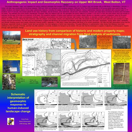 Abstract This project identifies, maps, and interprets the various sediment packages that resulted from the construction of E. N. Colton’s saw and shingle.