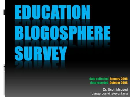 Dr. Scott McLeod dangerouslyirrelevant.org data collected January 2008 data reported October 2008.