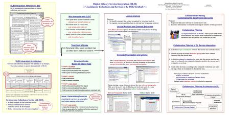 Digital Library Service Integration (DLSI) --> Looking for Collections and Services to be DLSI Testbeds 