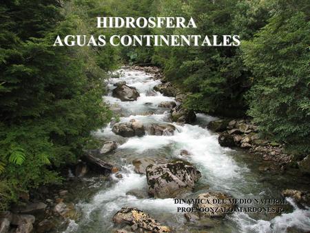 HIDROSFERA AGUAS CONTINENTALES DINAMICA DEL MEDIO NATURAL PROF. GONZALO MARDONES R.