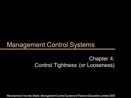 Management Control Systems