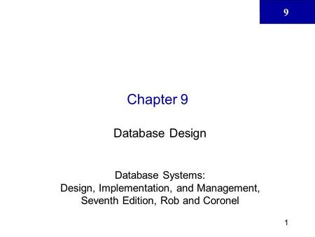 Chapter 9 Database Design