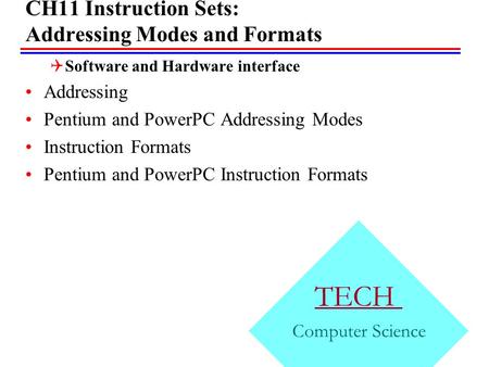 CH11 Instruction Sets: Addressing Modes and Formats