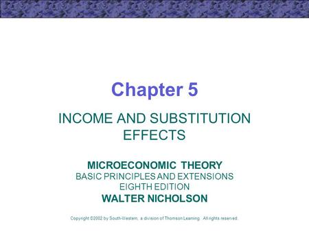 INCOME AND SUBSTITUTION EFFECTS