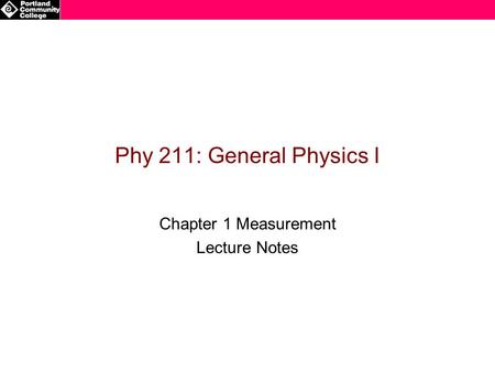 Chapter 1 Measurement Lecture Notes