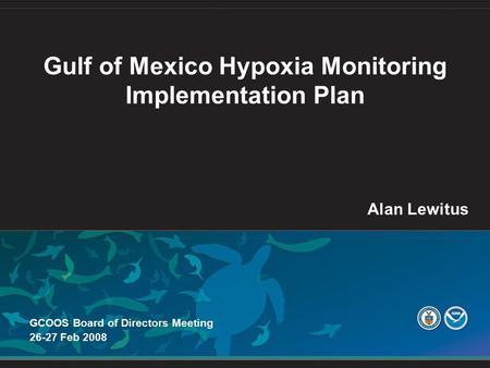 Gulf of Mexico Hypoxia Monitoring Implementation Plan GCOOS Board of Directors Meeting 26-27 Feb 2008 Alan Lewitus.