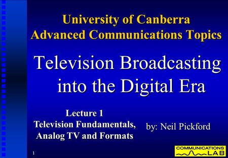 University of Canberra Advanced Communications Topics