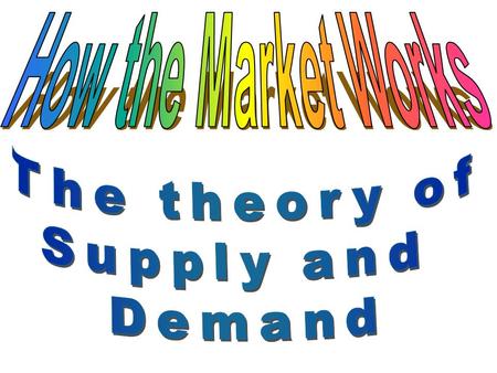 How the Market Works The theory of Supply and Demand.