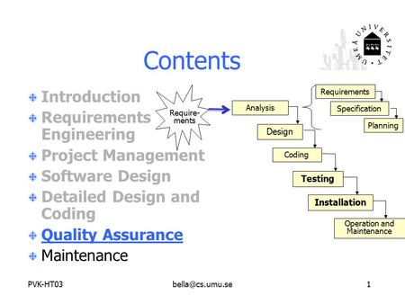 Contents Introduction Requirements Engineering Project Management