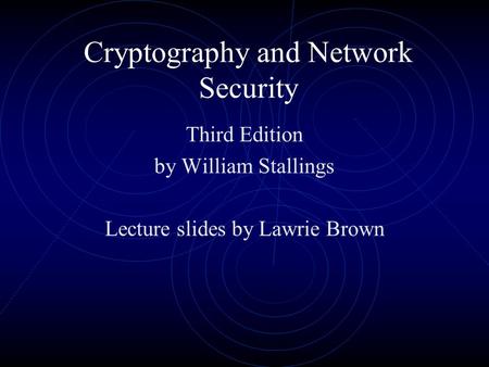 Cryptography and Network Security