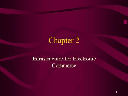 1 Chapter 2 Infrastructure for Electronic Commerce.