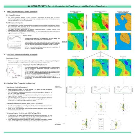 4.1 Map Composites and Climate Anomalies 4.2 500 hPa Classification of Map Sub-types: 4.0 RESULTS PART I: Synoptic Composites for Peak Emergence & Map-Pattern.