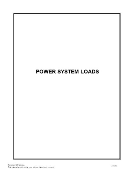 Load Modelling Basic load modelling concepts Static load models