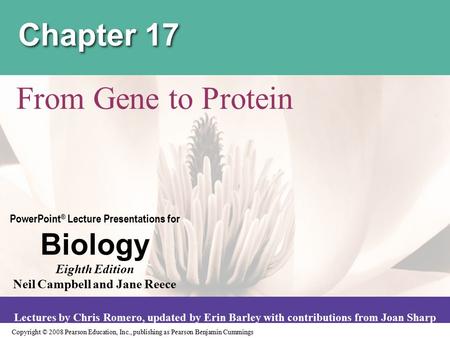 Copyright © 2008 Pearson Education, Inc., publishing as Pearson Benjamin Cummings PowerPoint ® Lecture Presentations for Biology Eighth Edition Neil Campbell.