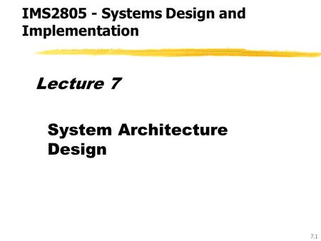 IMS Systems Design and Implementation