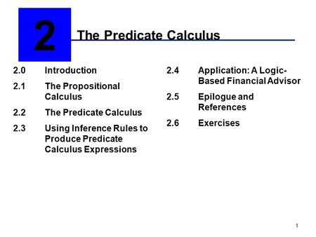 The Predicate Calculus